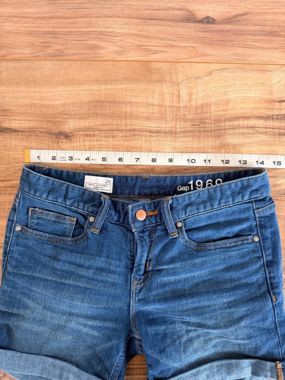 GAP Women's Blue Rolled Cuff Denim Shorts - Picture 5 of 7
